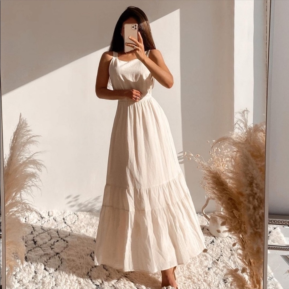 NWT Zara Cream Maxi Midi Dress